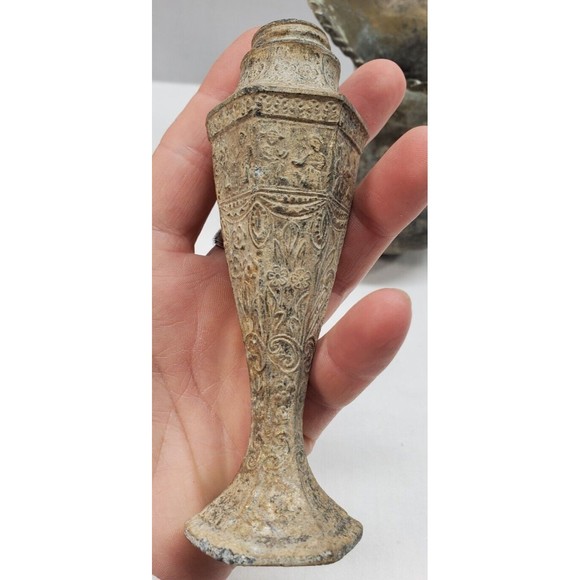 3 Metal Artifacts Brass Copper Pitcher Lotus Blossom Shaker missing top Vintage - Picture 7 of 12